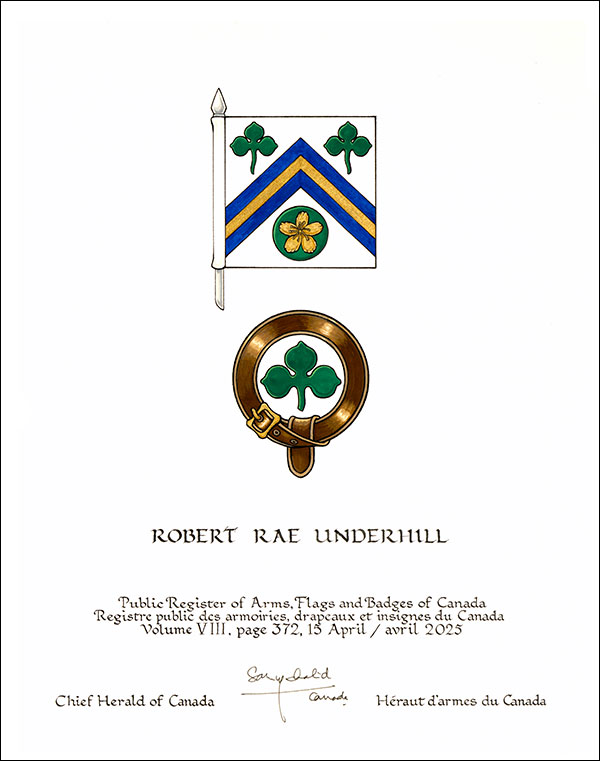 Lettres patentes concédant des emblèmes héraldiques à Robert Rae Underhill