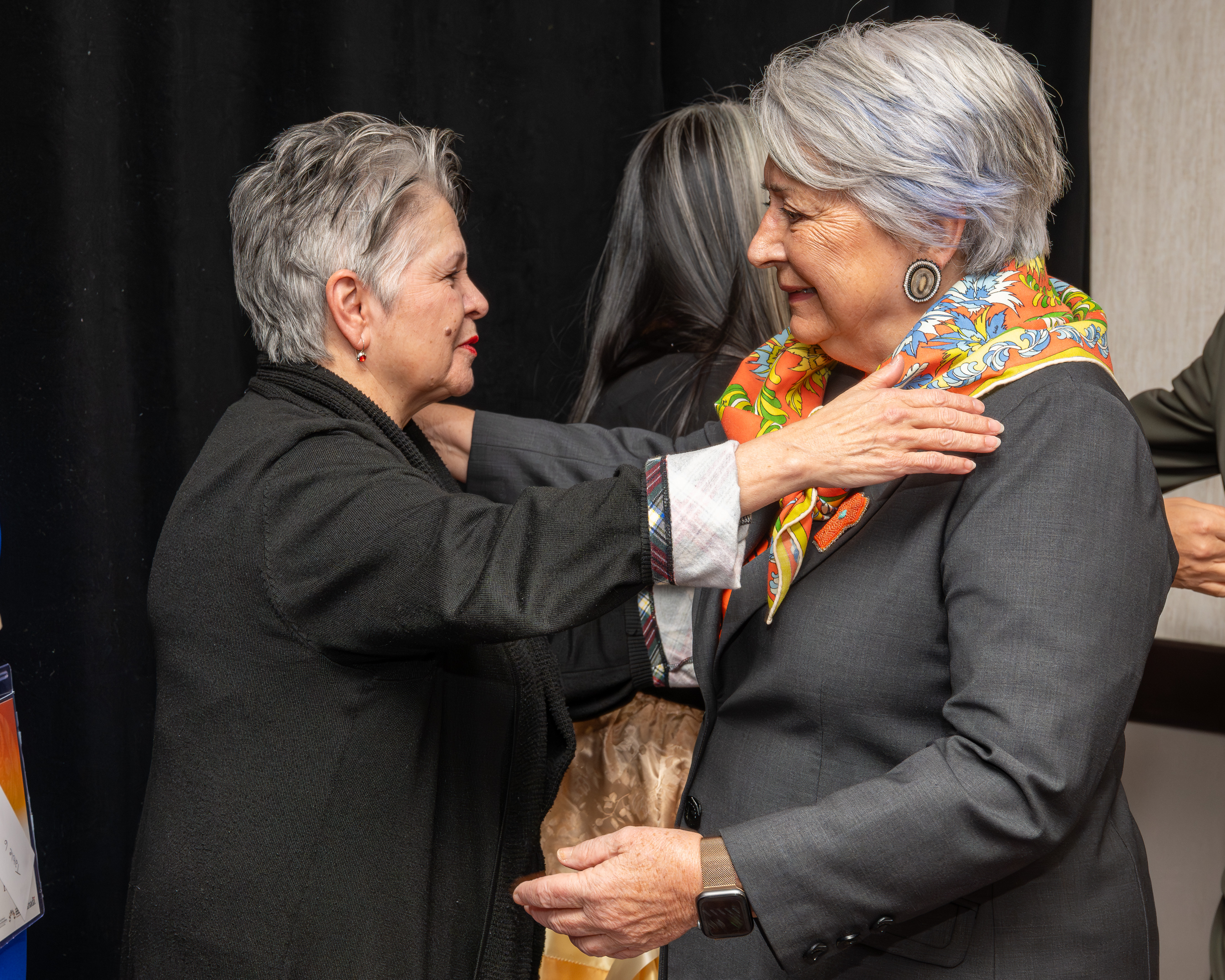 Governor General Mary Simon and a woman embracing.