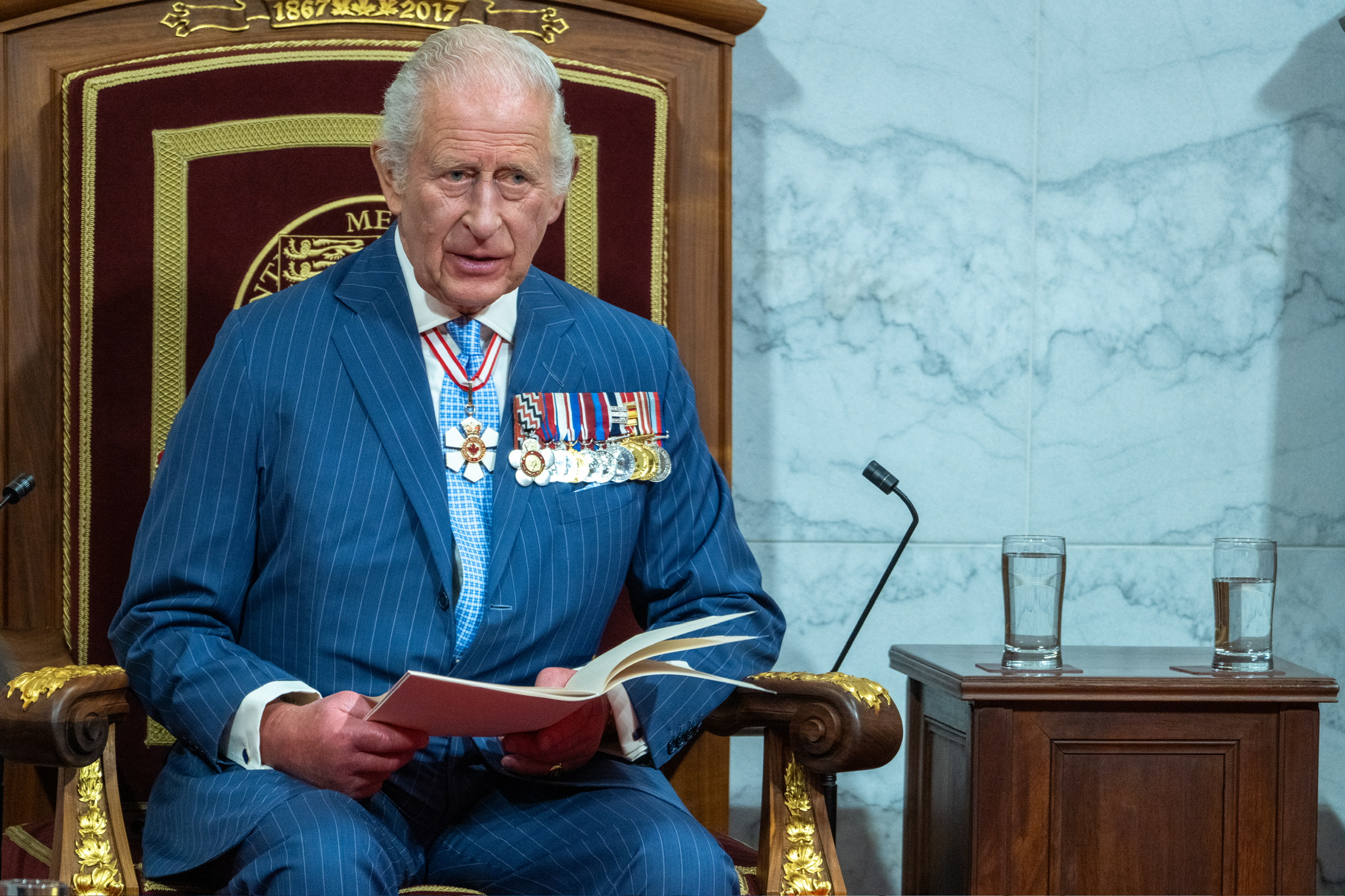 His Majesty King Charles III delivering the Speech from the Throne.