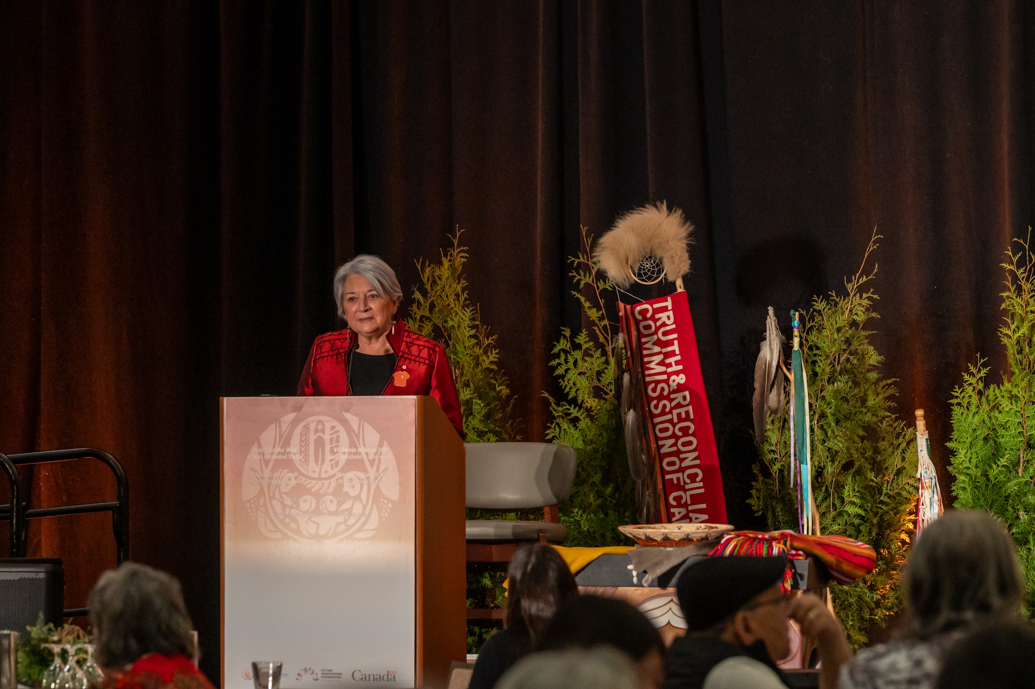 Governor General Mary Simon speaking at a podium.