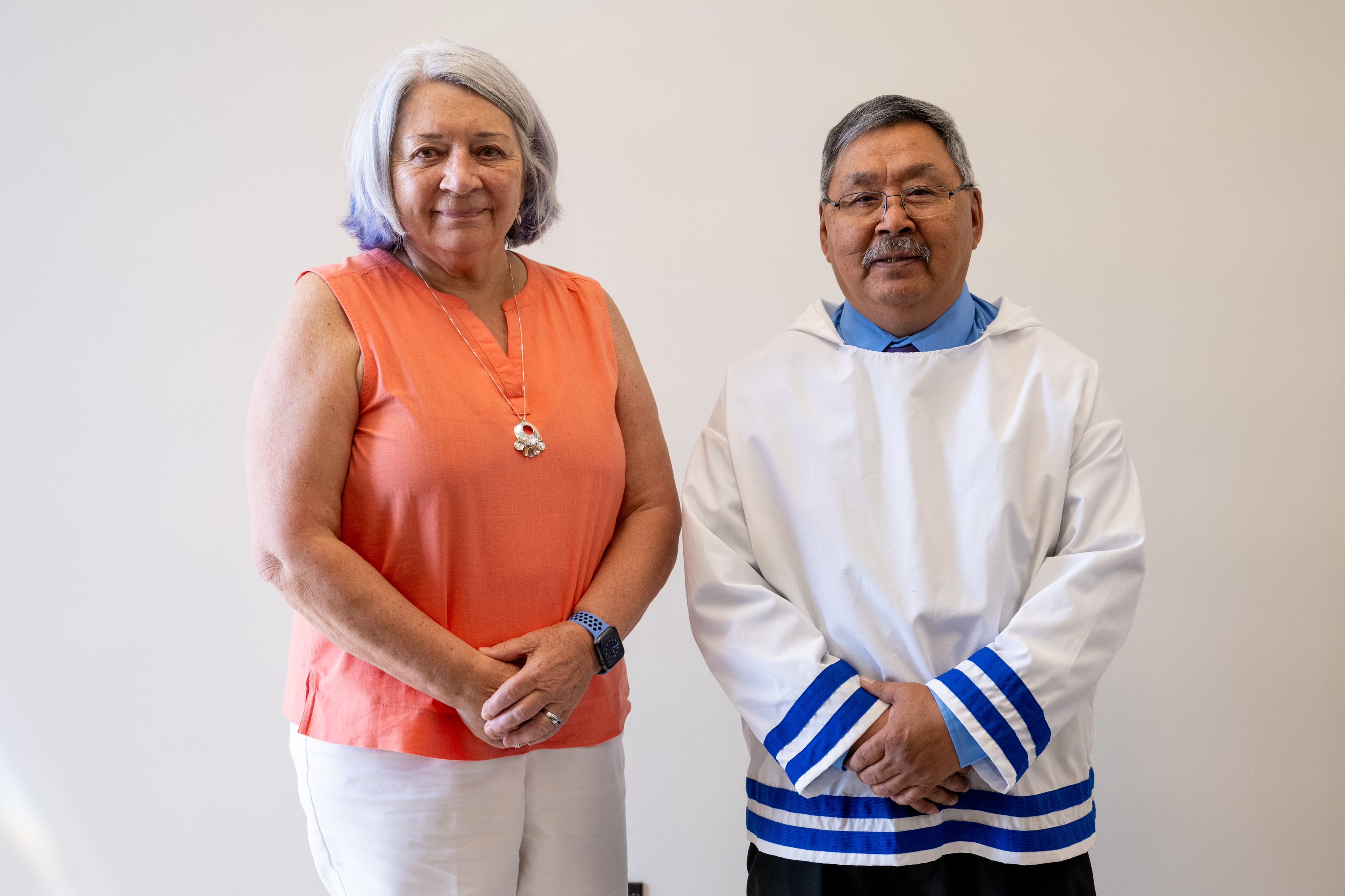 Governor General Mary Simon stands with Johannes Lampe, President of the Nunatsiavut Assembly