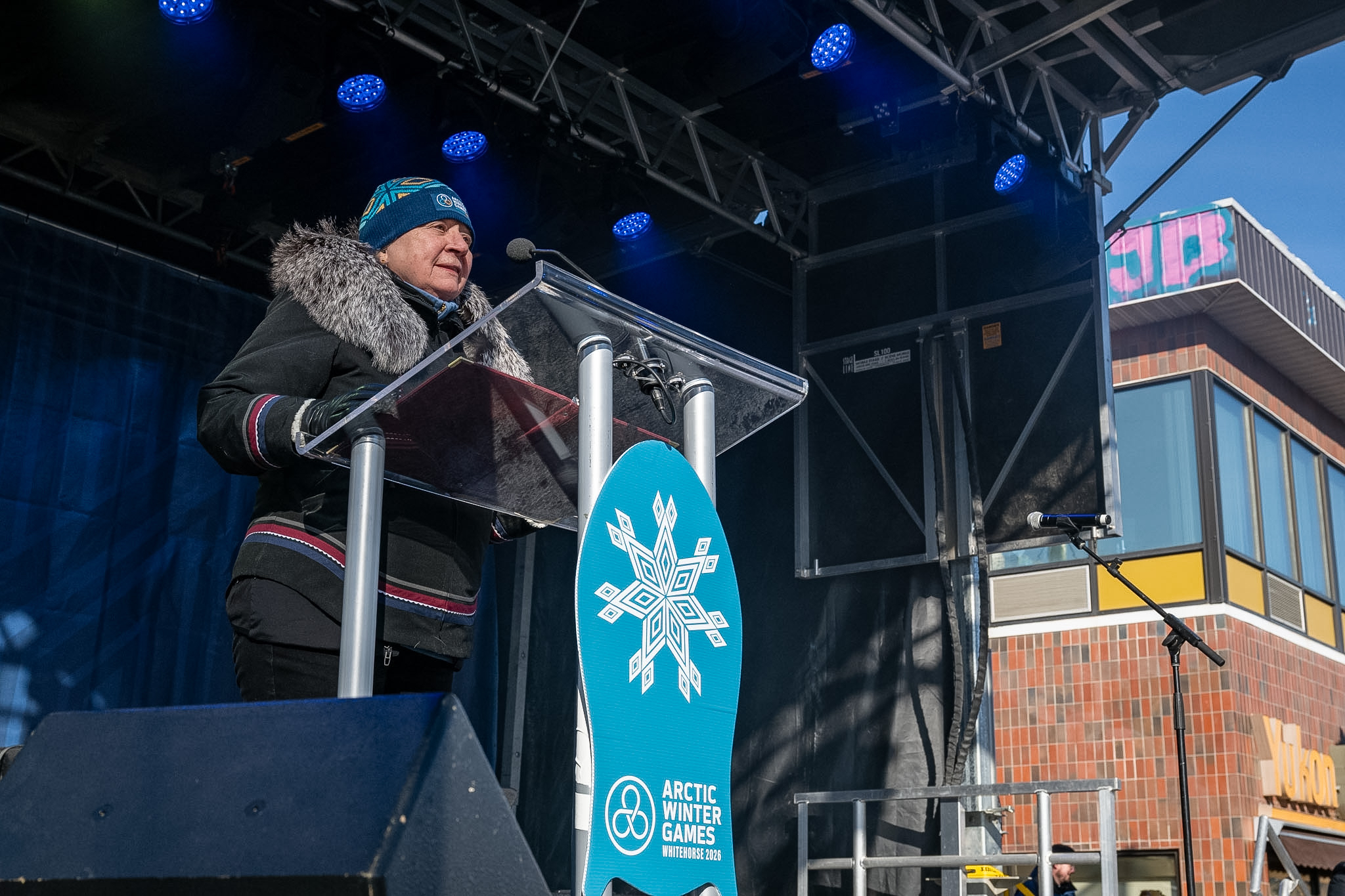 Governor General Mary Simon delivering a speech at a podium.