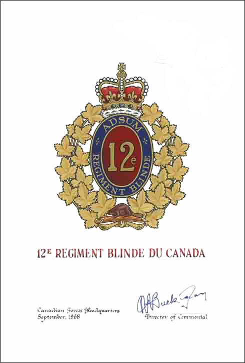 Cadre mural drapeau Canada brûlé (rack à coin) - Association du 12ième  Régiment blindé du Canada