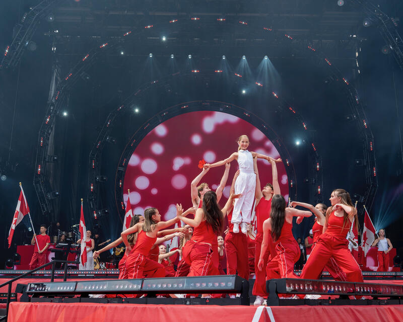 Dancers performing during the Canada Day daytime ceremony.