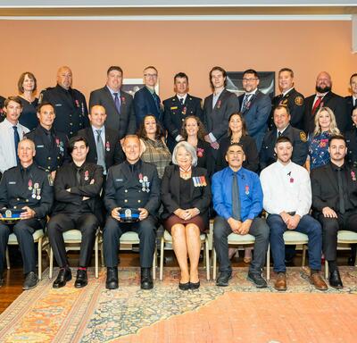 Group photo of Bravery recipients with Her Excellency.