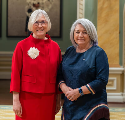Governor General Marie Simon stands with Her Excellency Esra Demir