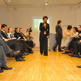 Roundtable discussion on youth at risk at the Keszty&#369;gyár Community Centre