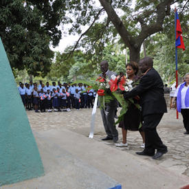 Laying of flowers at the Toussaint Louverture monument in memory of hurricane victims