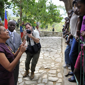 Laying of flowers at the Toussaint Louverture monument in memory of hurricane victims