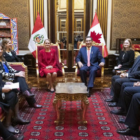 The Governor General and other members of the Canadian delegation met with the His Excellency Martín Vizcarra, President of the Republic of Peru. 