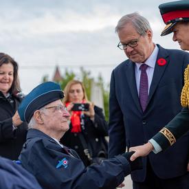  The Governor General shakes hands with veterans. 
