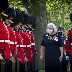 Governor General Mary May Simon conducting her first inspection of the guards outside Rideau Hall.
