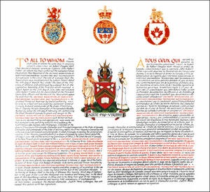 Letters patent granting heraldic emblems to the Ontario Association of Certified Engineering Technicians and Technologists