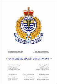Letters patent granting heraldic emblems to the Vancouver Police Department