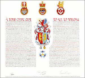 Lettres patentes concédant des emblèmes héraldiques à Roger Damien Bibaud