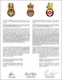 Lettres patentes concédant des emblèmes héraldiques à Richard David Christy