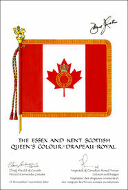 Letters patent approving the Flag of The Essex and Kent Scottish