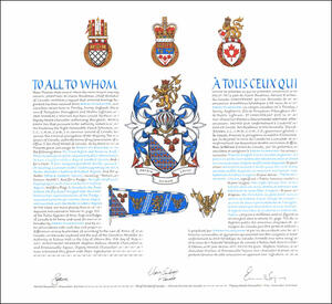 Letters patent granting heraldic emblems to Darah Dilmaghani