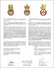 Letters patent granting heraldic emblems to Thomas Alfred Curley