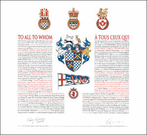 Letters patent granting heraldic emblems to John Robert Charles Cave-Browne-Cave