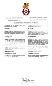 Lettres patentes approuvant les emblèmes héraldiques d'un personnel navigant des Forces armées canadiennes