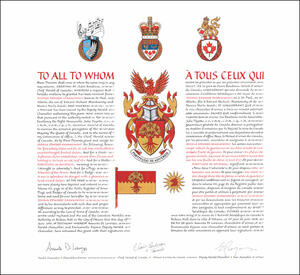 Letters patent granting heraldic emblems to Joshua Edward Shankowsky