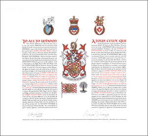 Letters patent granting heraldic emblems to Aubrey William Trask