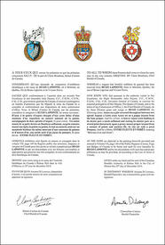 Letters patent granting heraldic emblems to Hugo Lapointe