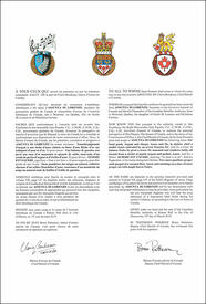 Letters patent granting heraldic emblems to Assunta Di Lorenzo