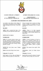 Letters patent registering the heraldic emblems of Gaspard Chaussegros de Léry