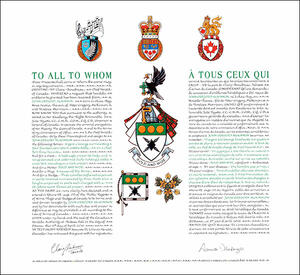 Letters patent granting heraldic emblems to John Gregory McKinnon