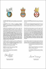 Letters patent granting heraldic emblems to Antoinette Perry