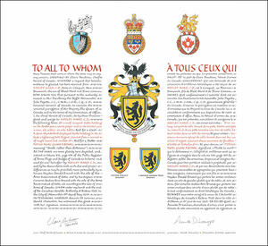 Letters patent granting heraldic emblems to Wesley Ward