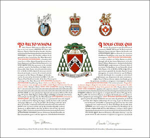 Letters patent granting heraldic emblems to José Avelino Bettencourt