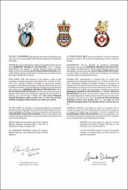 Lettres patentes concédant des emblèmes héraldiques à Deborah Michelle Pennington