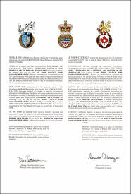 Lettres patentes concédant des emblèmes héraldiques au Prieuré du Canada de l'Ordre très vénérable de l'Hôpital de Saint-Jean de Jérusalem