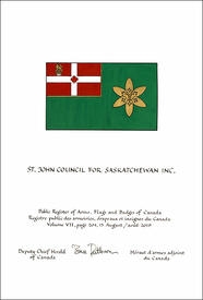 Letters patent granting heraldic emblems to The Priory of Canada of the Most Venerable Order of the Hospital of St. John of Jerusalem