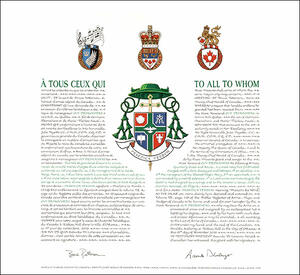 Letters patent granting heraldic emblems to Guy Desrochers