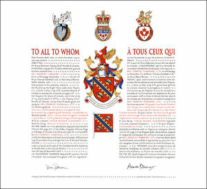 Letters patent granting heraldic emblems to Neil Bradley Marshall