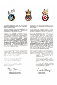 Letters patent granting heraldic emblems to Deepak Prasad