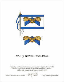 Lettres patentes concédant des emblèmes héraldiques à Yan J. Kevin Bolduc
