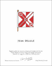 Letters patent granting heraldic emblems to Jean Delisle