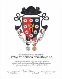 Lettres patentes concédant des emblèmes héraldiques à Stanley Gordon Johnstone