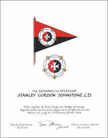 Lettres patentes concédant des emblèmes héraldiques à Stanley Gordon Johnstone
