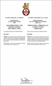Lettres patentes enregistrant l'encadrement d'insigne pour les formations aériennes et autres unités aériennes des Forces armées canadiennes
