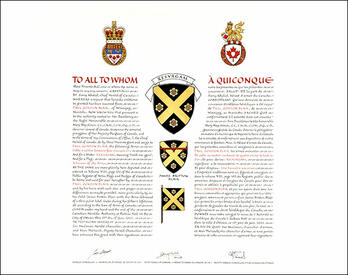Lettres patentes concédant des emblèmes héraldiques à Paul Gordon Blair