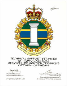 Letters patent approving the heraldic emblems of Technical Support Services (Ottawa-Gatineau)