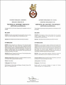 Letters patent approving the heraldic emblems of Technical Support Services (Ottawa-Gatineau)
