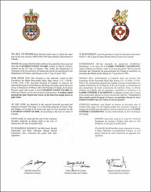 Letters patent granting heraldic emblems to the Canadian Coast Guard