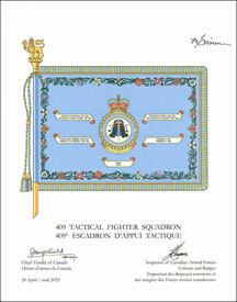 Lettres patentes confirmant les emblèmes héraldiques du 409e Escadron d'appui tactique